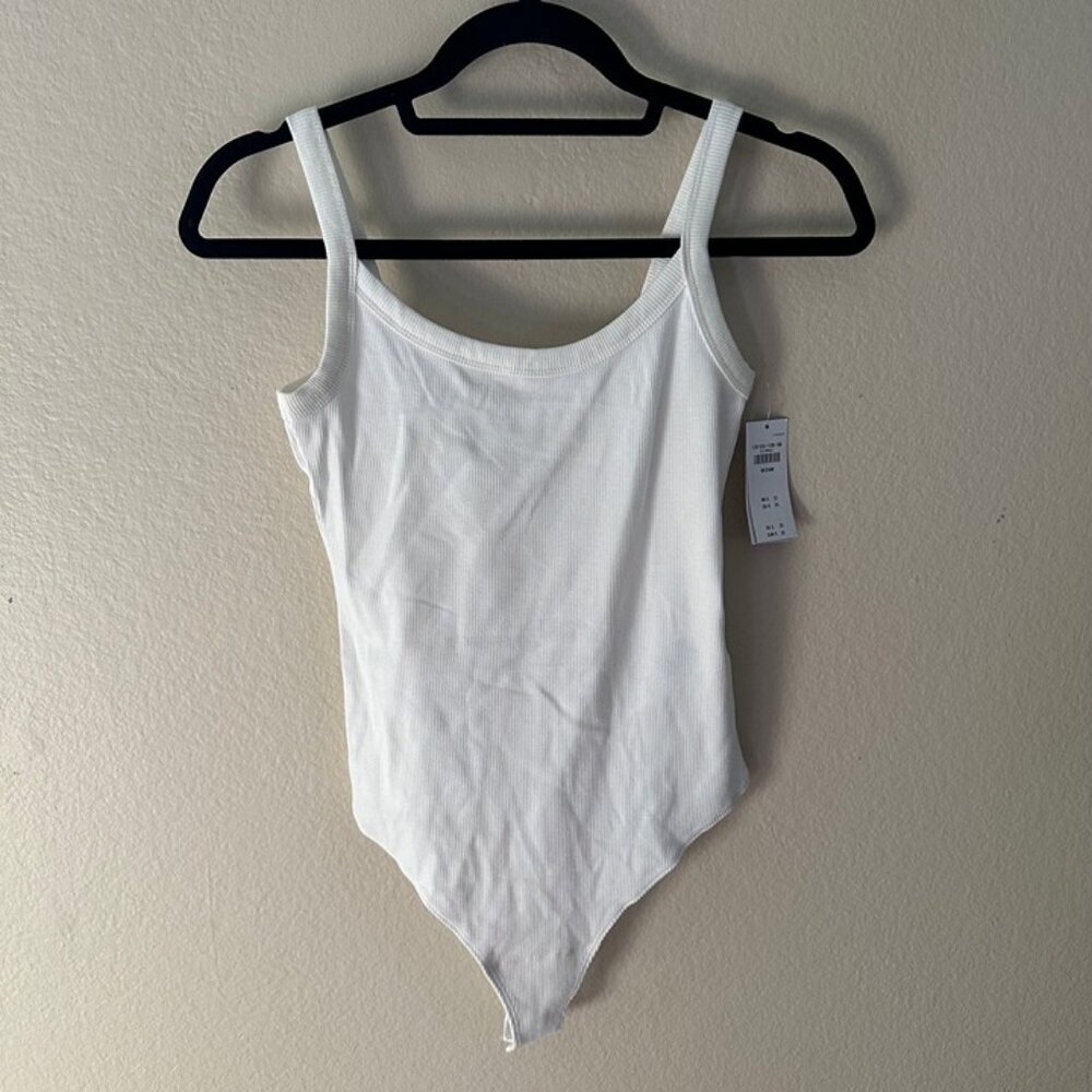 Abercrombie & Fitch White Bodysuit Soft Rib Cotton